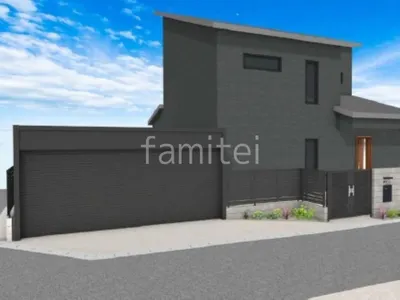 ガレージシャッターと門扉で防犯性バッチリな新築ハイクラス クローズ外構