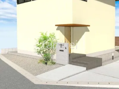 木調フェンスとシンボルツリーで温かみを添えた新築ベーシック オープン外構