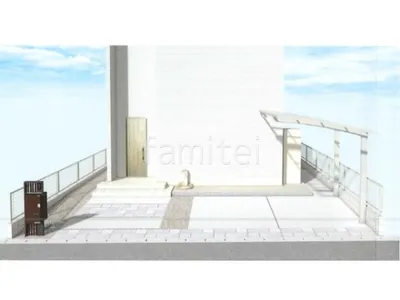 石貼りのアプローチが上質な雰囲気の外構リフォーム工事