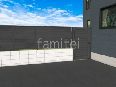 目隠しフェンス　片開き門扉