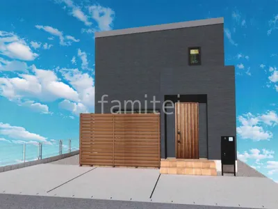 宅配ボックス付きの機能門柱が安心な新築ベーシック オープン外構