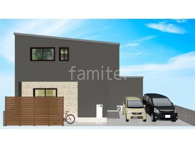 土間コンクリート仕上げで雑草対策を施した新築ベーシック オープン外構