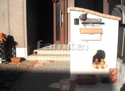 南欧風ディーズガーデン門柱 郵便受けスタッコU 照明 ウォールウォッシャー