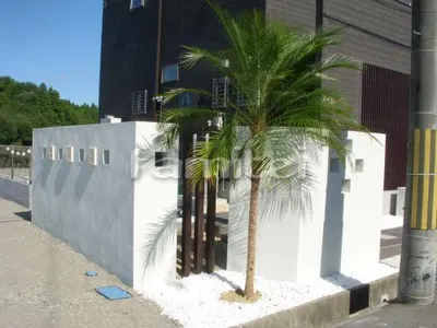 植栽 ヤシの木 白玉砂利敷き