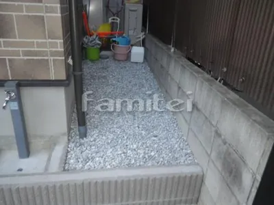 防犯砂利 バラス砕石敷き