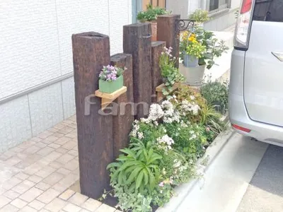 玄関前 枕木材 角材 角柱