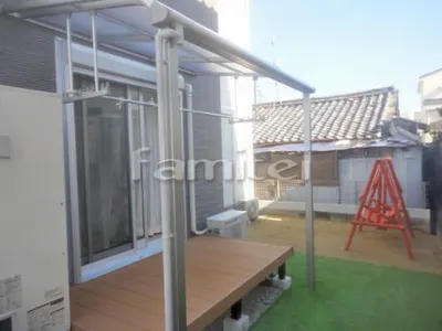洗濯干し屋根 YKKAP ヴェクターテラス屋根(ベクター) 1階用 R型アール屋根 物干し 人工木ウッドデッキ リウッドデッキ200
