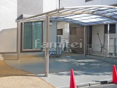 ガレージまわり カーポート LIXILリクシル ネスカR 横2台用(ワイド ツイン) R型アール屋根 駐車場床 土間コンクリート