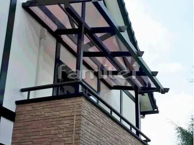 フル木製調ベランダ屋根(パーゴラ風) 三協アルミ ナチュレ 2階用 F型フラット屋根