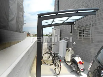 自転車バイク屋根  LIXILリクシル ネスカR R型アール屋根 サイクルポート 駐輪場屋根 土間コンクリート