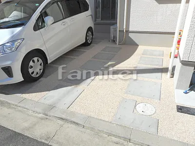 駐車場ガレージリフォーム 床樹脂洗い出し仕上げ ワイズ ストーンパス SP-16Mベージュ