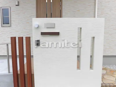 門柱 塗り壁 スリット加工 木製調デザインアルミ角柱 プランパーツ 角材 表札灯ライト照明 LIXILリクシル PH-21型 郵便受けポスト ユニソン コラーナ05