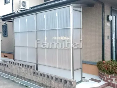ストックヤード 三協アルミ オイトック 両袖タイプ 波板 1階用 F型フラット屋根 多目的収納スペース