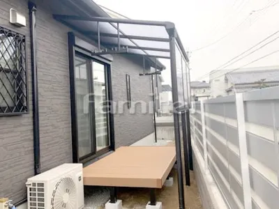 洗濯干し屋根 YKKAP ヴェクターテラス屋根(ベクター) 1階用 F型フラット屋根 目隠しパネル(前面 正面) 物干し 人工木ウッドデッキ リウッドデッキ200