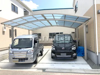 カーポート YKKAP レイナポートグラン 横2台用(ワイド ツイン) R型アール屋根