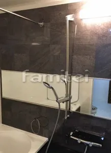 ワイドミラー スリムレクター照明 ハイクラスアクセント張り 組石グレー シャインウッドホワイト