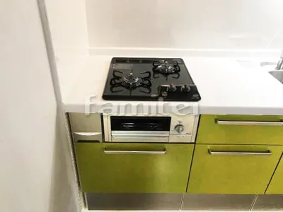 キッチンボード ネオマーブルホワイト ホーロートップ2口 ガスコンロ 片面焼グリル