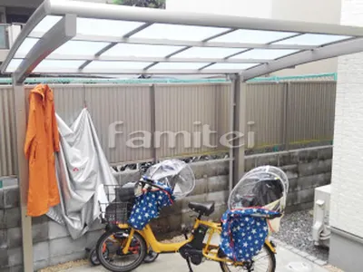自転車バイク屋根 LIXILリクシル ネスカR R型アール屋根 サイクルポート 駐輪場屋根