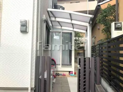 自転車バイク屋根 プライスポートミニ 駐輪場屋根 サイクルポート R型アール屋根 特殊加工 斜めカット