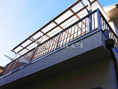 ベランダ屋根 LIXILリクシル スピーネ 2階用連棟 F型フラット屋根 物干し 既存テラス解体撤去