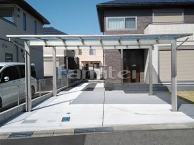 カーポート YKKAP エフルージュグラン 横2台用(ワイド ツイン) F型フラット屋根
