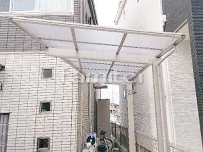 自転車バイク屋根 YKKAP 木製調 エフルージュグランミニ サイクルポート F型フラット屋根