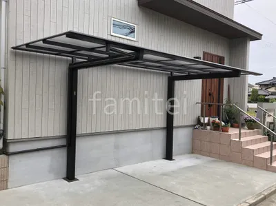 サイクルポート 自転車バイク屋根 三協アルミ ニューマイリッシュ 逆勾配 フラット屋根 前下がり屋根