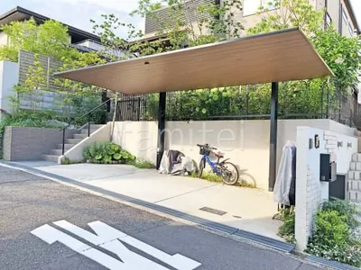 カーポート１台 （単棟） LIXIL 木製調 カーポートSC フラット屋根 吊り下げ屋根