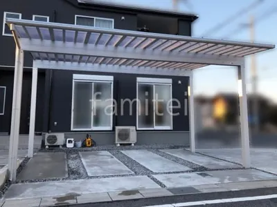 カーポート２台(ワイド) ツイン YKKAP エフルージュ 積雪50cm対応 フラット屋根