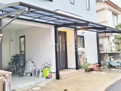 カーポート２台(縦) 連棟 YKKAP アリュースRE アール屋根 前下がり屋根