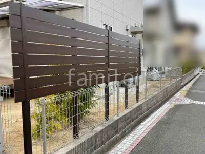 スチールメッシュ フェンス YKKAP イーネット3F型 スチール柱 境界・メッシュ 人工木・樹脂 フェンス（木調） F＆F マイティウッド ベーシック極 高尺タイプ 目隠し 木調・ラティス 樹脂