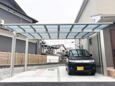 カーポート2台(ワイド) ツイン YKKAP エフルージュ FIRST 変形地対応 フラット屋根