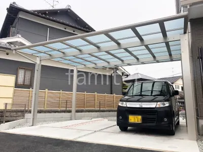 カーポート2台(ワイド) ツイン YKKAP エフルージュ FIRST 変形地対応 フラット屋根