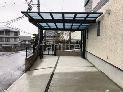 カーポート2台(ワイド) ツイン YKKAP エフルージュEX FIRST フラット屋根 後ろ柱 駐車場ガレージ床 土間コンクリート仕上
