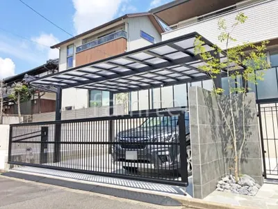 カーポート2台(ワイド) ツイン YKKAP エフルージュ FIRST フラット屋根