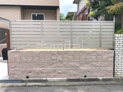 アルミ形材 フェンス LIXIL AB YS3型 横スリット3 目隠し ブロック塀 (化粧ブロック) ユニソン シャモティ