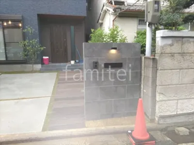 モダン門柱 壁タイル貼り タカショー セラレバンテ 郵便受けポスト LIXIL エクスポスト