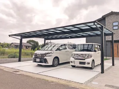 カーポート3台 (横ワイド トリプル) YKKAP エフルージュ FIRST フラット屋根