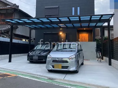 カーポート３台 （横ワイド トリプル） YKKAP エフルージュ FIRST フラット屋根