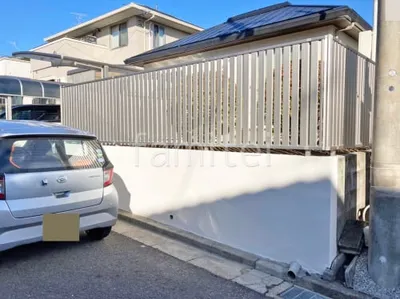 目隠しフェンス塀 YKKAP シンプレオST1F型 塗り壁 エスケー化研 ベルアート塗装