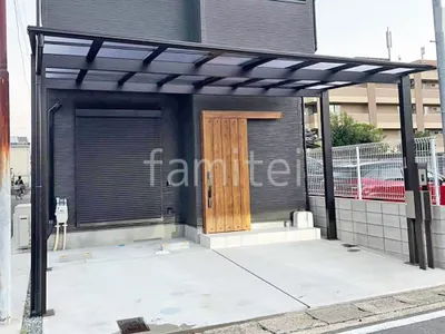 カーポート２台(ワイド) ツイン YKKAP エフルージュ FIRST 変形地対応 フラット屋根