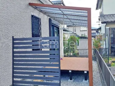 １階テラス屋根 （雨除け） YKKAP 木製調 アウタールーフ フラット屋根 壁付
