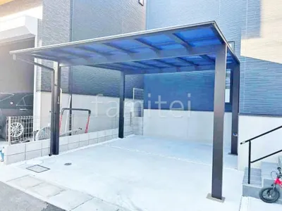 カーポート２台(ワイド) ツイン YKKAP エフルージュ FIRST フラット屋根