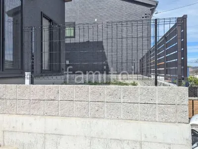 スチールメッシュ フェンス YKKAP イーネット3F型 スチール柱 境界・メッシュ ブロック塀 （化粧ブロック） ユニソン リブスプリットn 