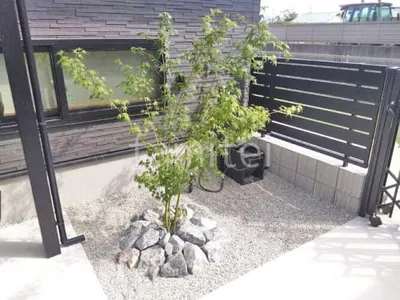 ロックガーデン 栗石敷き シンボルツリー イロハモミジ 落葉樹 植栽