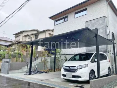 カーポート２台(ワイド) ツイン 三協アルミ FII 横2・3台用 フラット屋根 吊り下げ屋根
