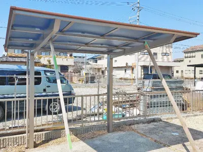 サイクルポート 自転車バイク屋根 LIXIL 木製調 フーゴF フラット屋根
