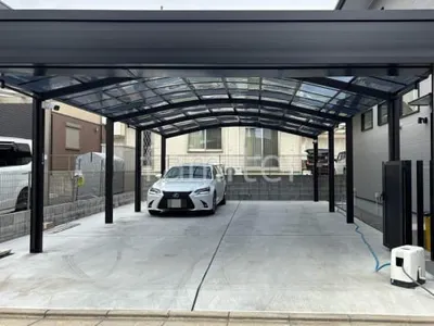 カーポート２台(ワイド) ツイン 縦連棟 YKKAP アリュース アール屋根 連結