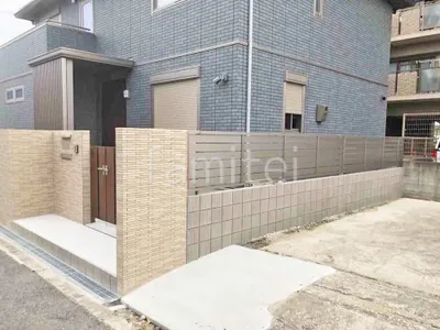 ブロック塀 （化粧ブロック） ユニソン リゲル  アルミ形材 フェンス LIXIL AB YS3型 横スリット3 目隠し