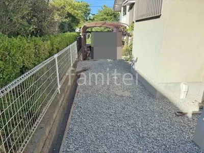 防犯砂利敷き バラス砕石 防草シート加工